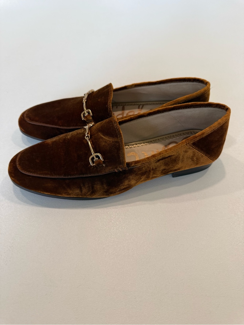 Sam Edelman Loraine Bronze Velvet Horsebit Loafers Womens Size 8